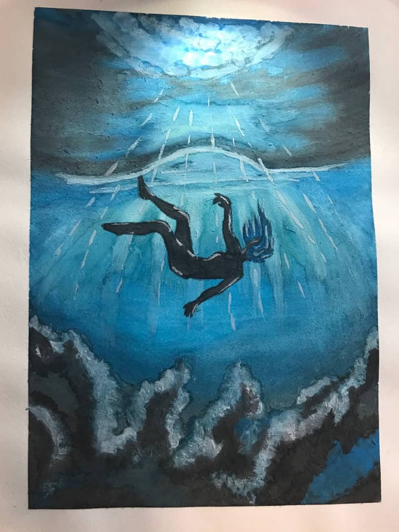 Painting by Basira Sadat inspired by the book روح لطیف by نسترن لیان